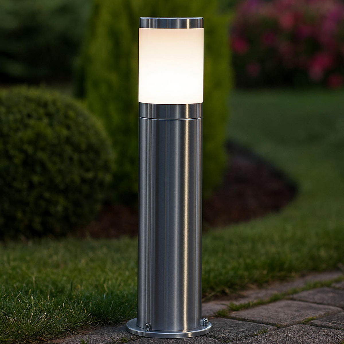 STEHLEUCHTE Edelstahl Silber opal - Silberfarben, Metall (10.2/10.2/50cm) - Globo Lighting