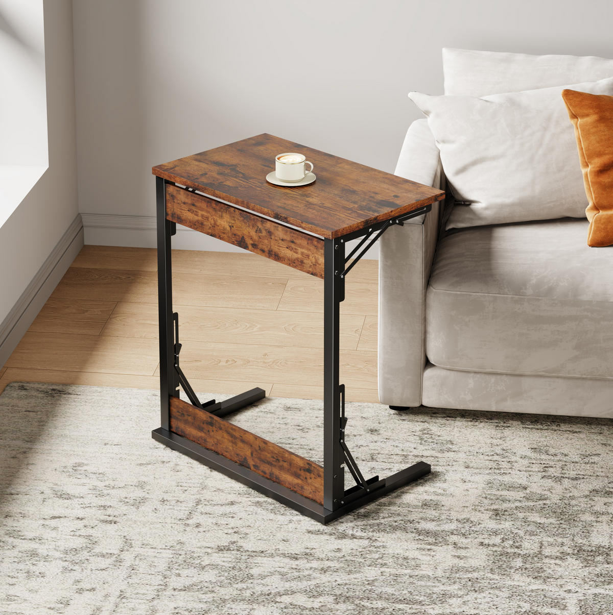 BEISTELLTISCH 60/71/37 cm Braun aus MDF und Metall faltbar - Braun, Holzwerkstoff (60/37/71cm) - OKMYHOME