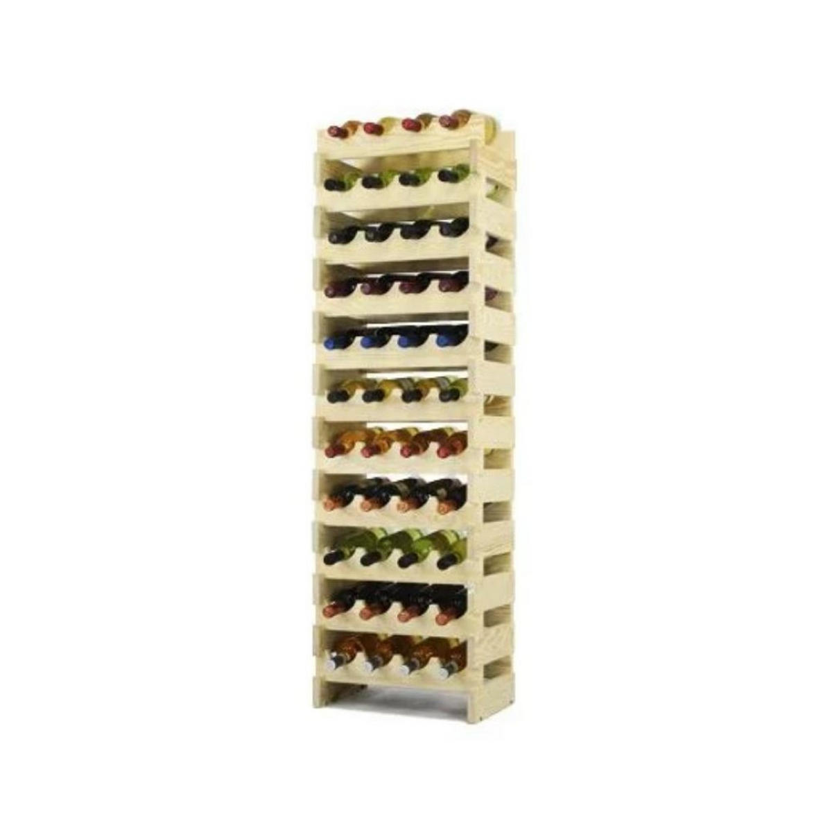 WEINREGAL Vinoteca Flex 123x47x29 cm 44 Flaschen Massives Kiefernholz Natur Unbehandelt - Naturfarben, Holz (47/123/29cm) - PROREGAL