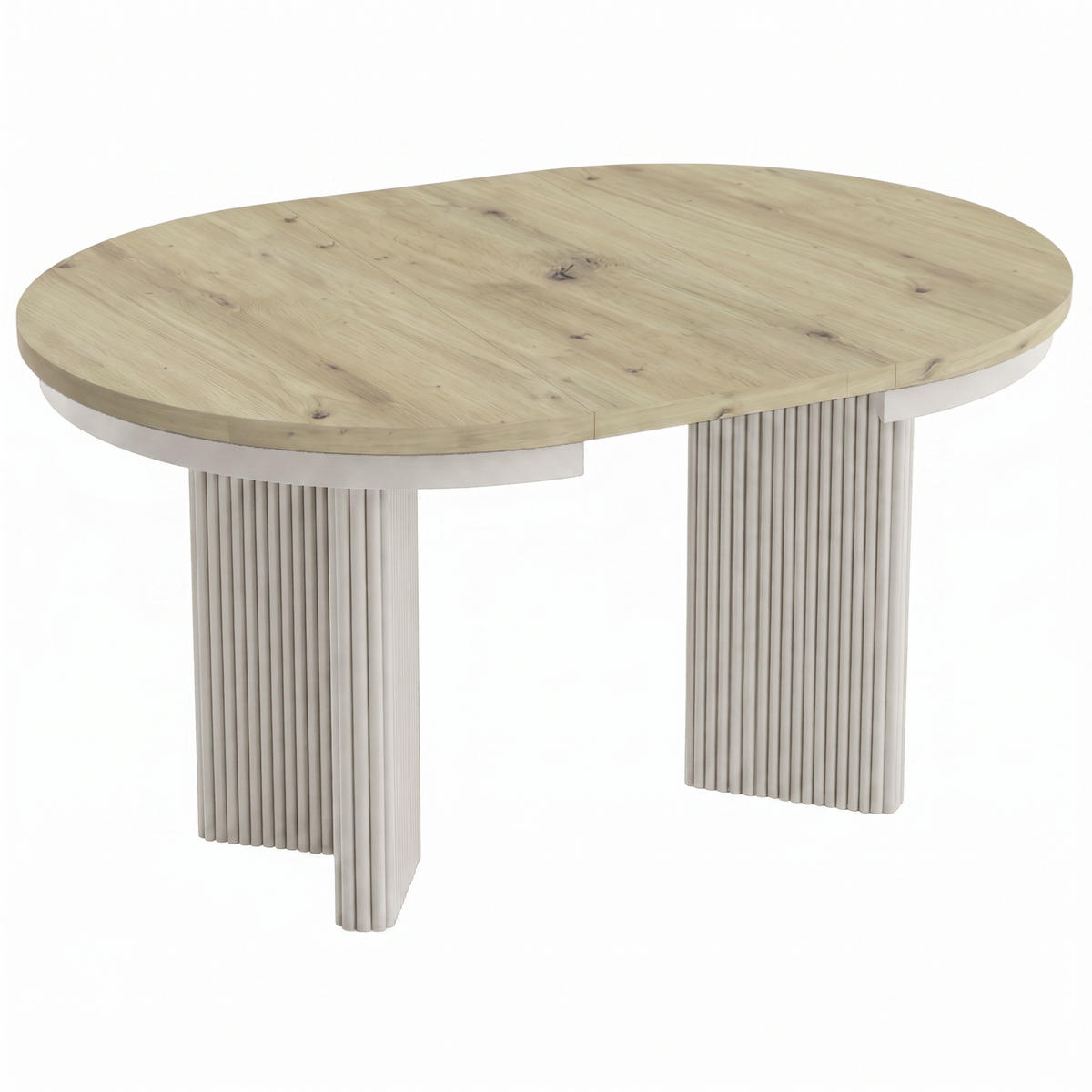 JÍDELNÍ STŮL Prestige, kulatý designový stůl, rozkládací Ø 100–180 cm, dub Artisan + kašmír - kašmírová/barva dubu, kov (100/100/77cm) - Beautysofa