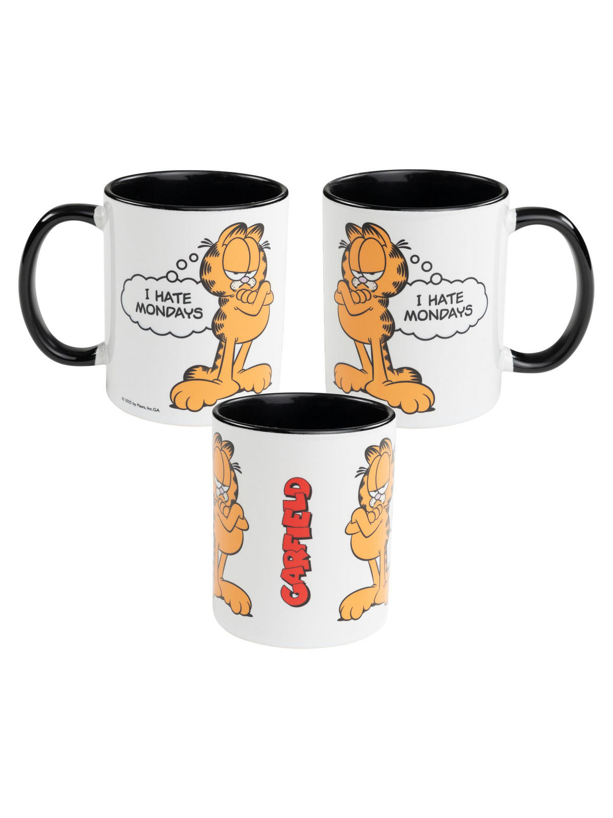 KAFFEEBECHER Garfield I hate Mondays Schwarz/Weiß 320 ml - Multicolor, Keramik (0.32L) - United Labels