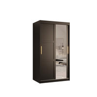 SCHWEBETÜRENSCHRANK 200/100/62 2-türig - Goldfarben/Schwarz, Holz/Kunststoff (100/200/62cm) - Abiks Möbel