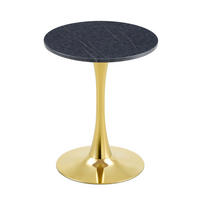 BEISTELLTISCH 60/60/72 cm Schwarz Gold aus MDF Metall runder Tisch in Marmoroptik - Schwarz, Holzwerkstoff (60/60/72cm) - OKWISH