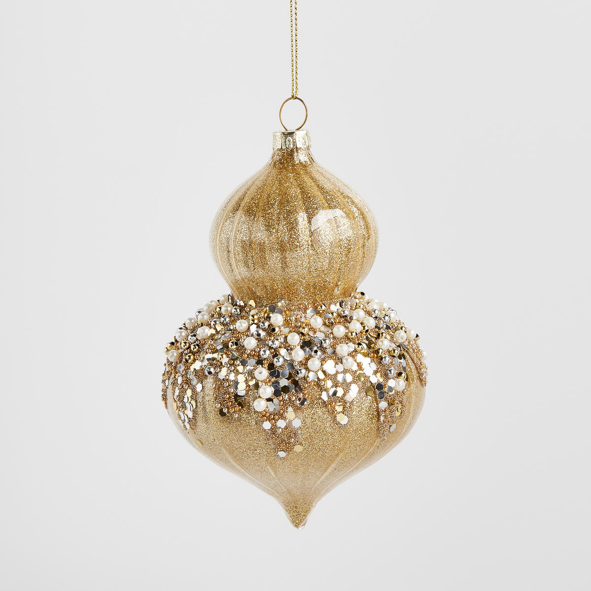WEIHNACHTSKUGEL Glas CARIN, 8,5x13 cm, Gold, Christbaumkugeln, Weihnachtsdeko Xmas, Christmas Deko - Goldfarben, Glas (8.5/1/13cm) - home&you