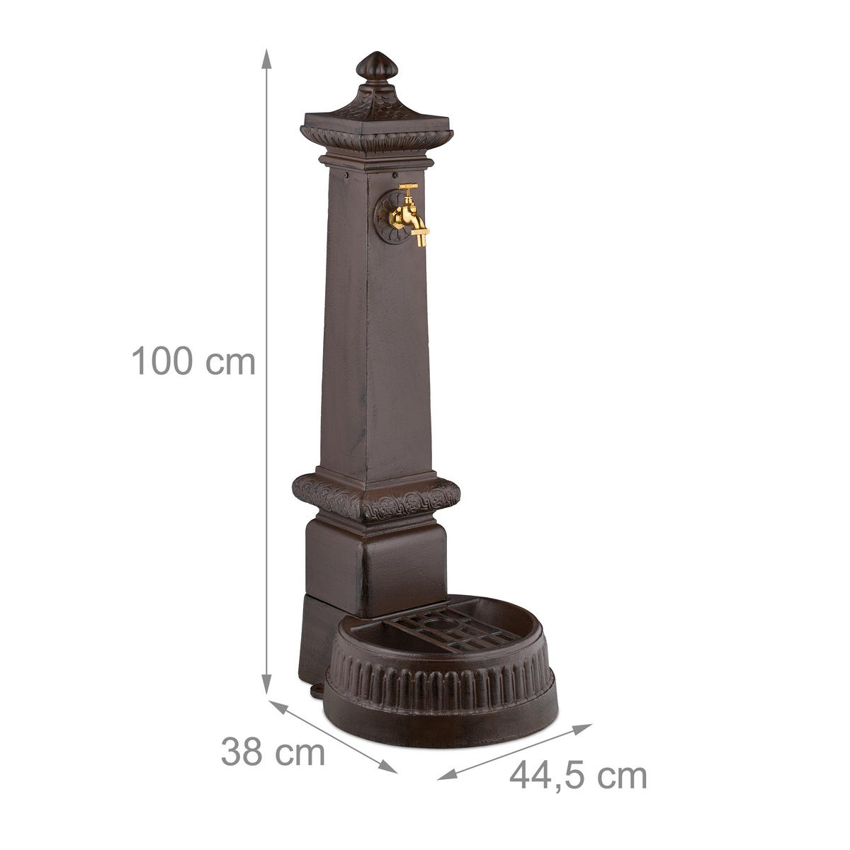 STANDBRUNNEN - Braun, Metall (38/44.5/100cm) - Relaxdays