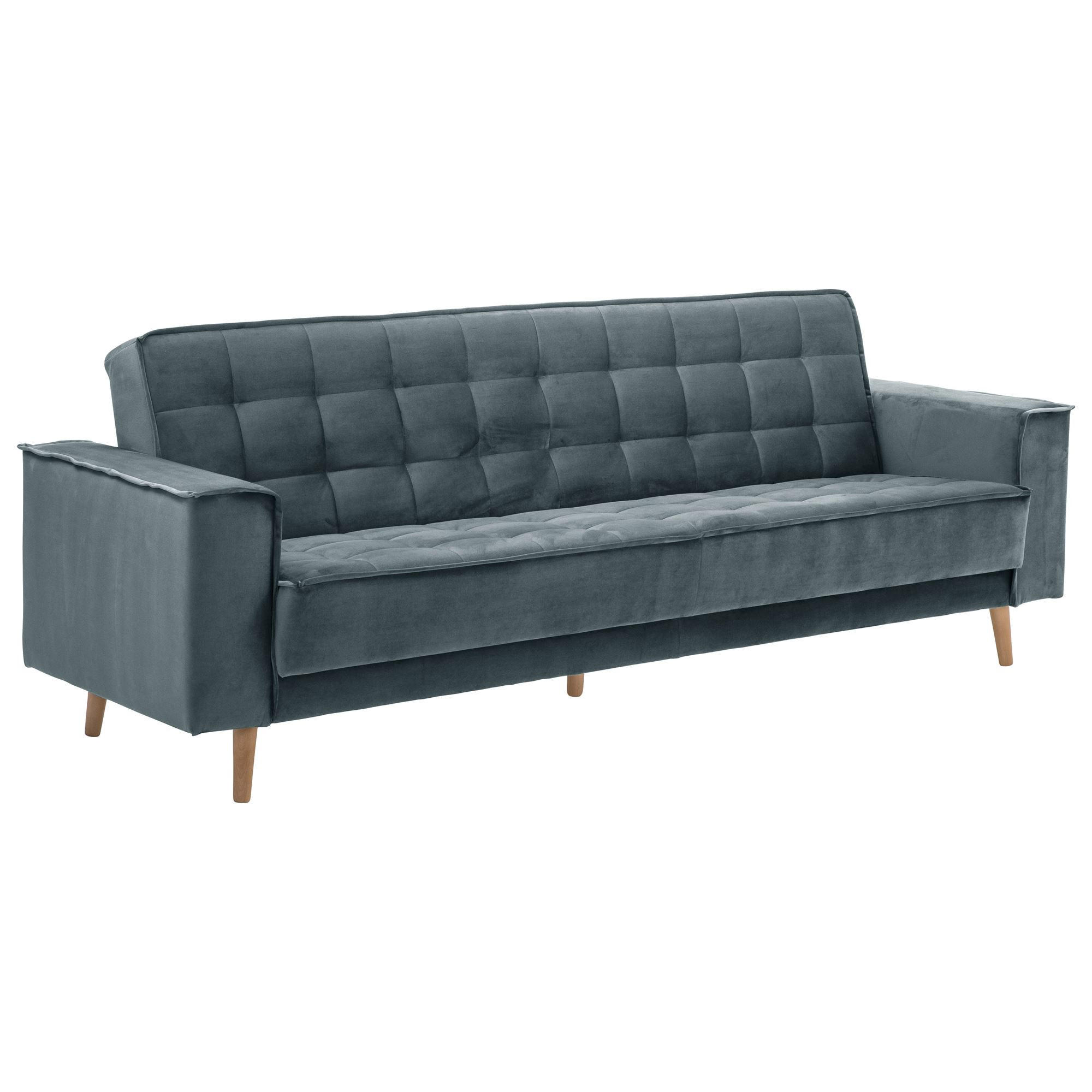 SOFA 3-Sitzer mit Bettfunktion Kavindra Samtvelours azur - Aubergine, Kunststoff (78/84/240cm) - 58aufmkessel