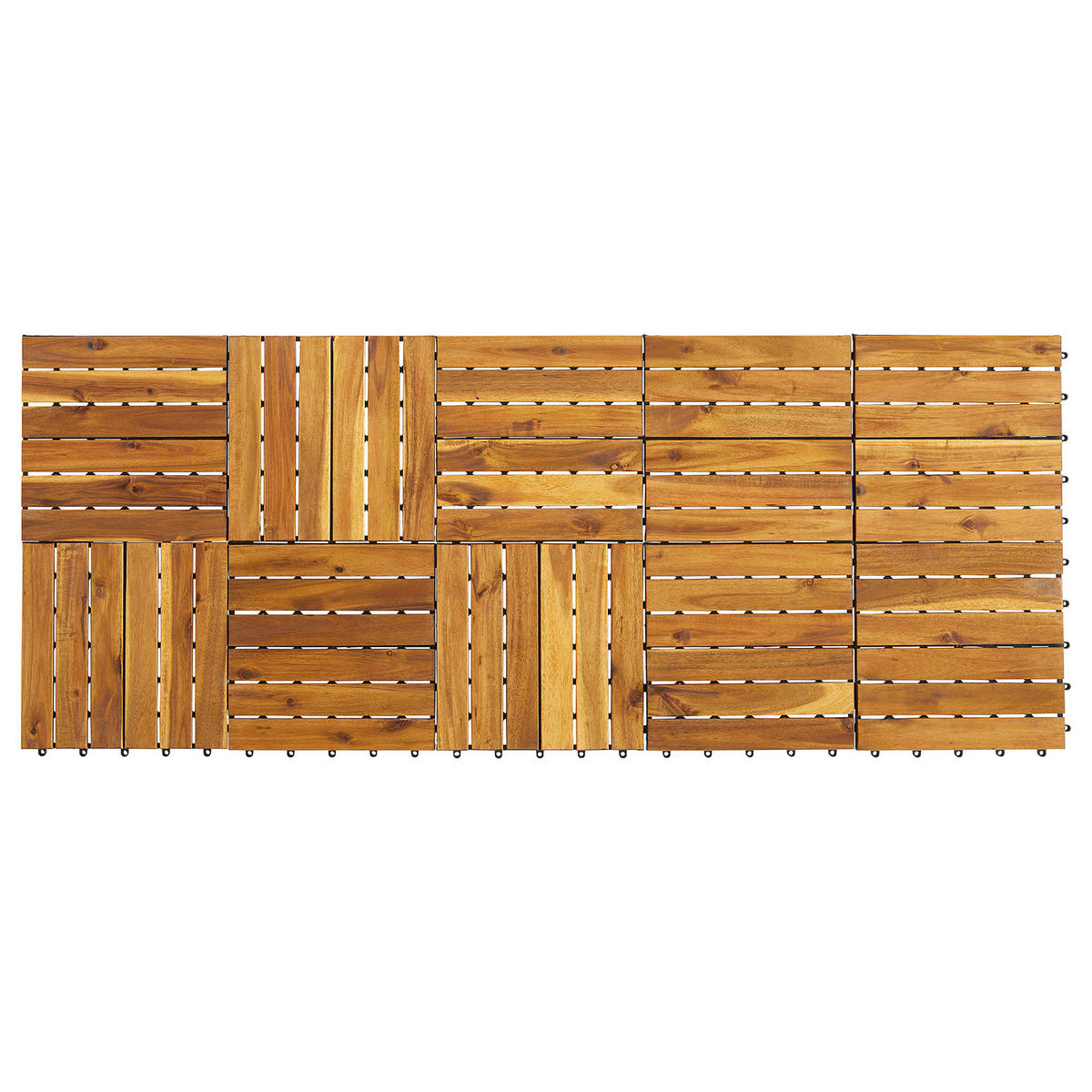 TERRASSENFLIESE - Akazie massiv - 33er-Set - Akaziefarben, Holz/Kunststoff (30/30/2.4cm) - home24
