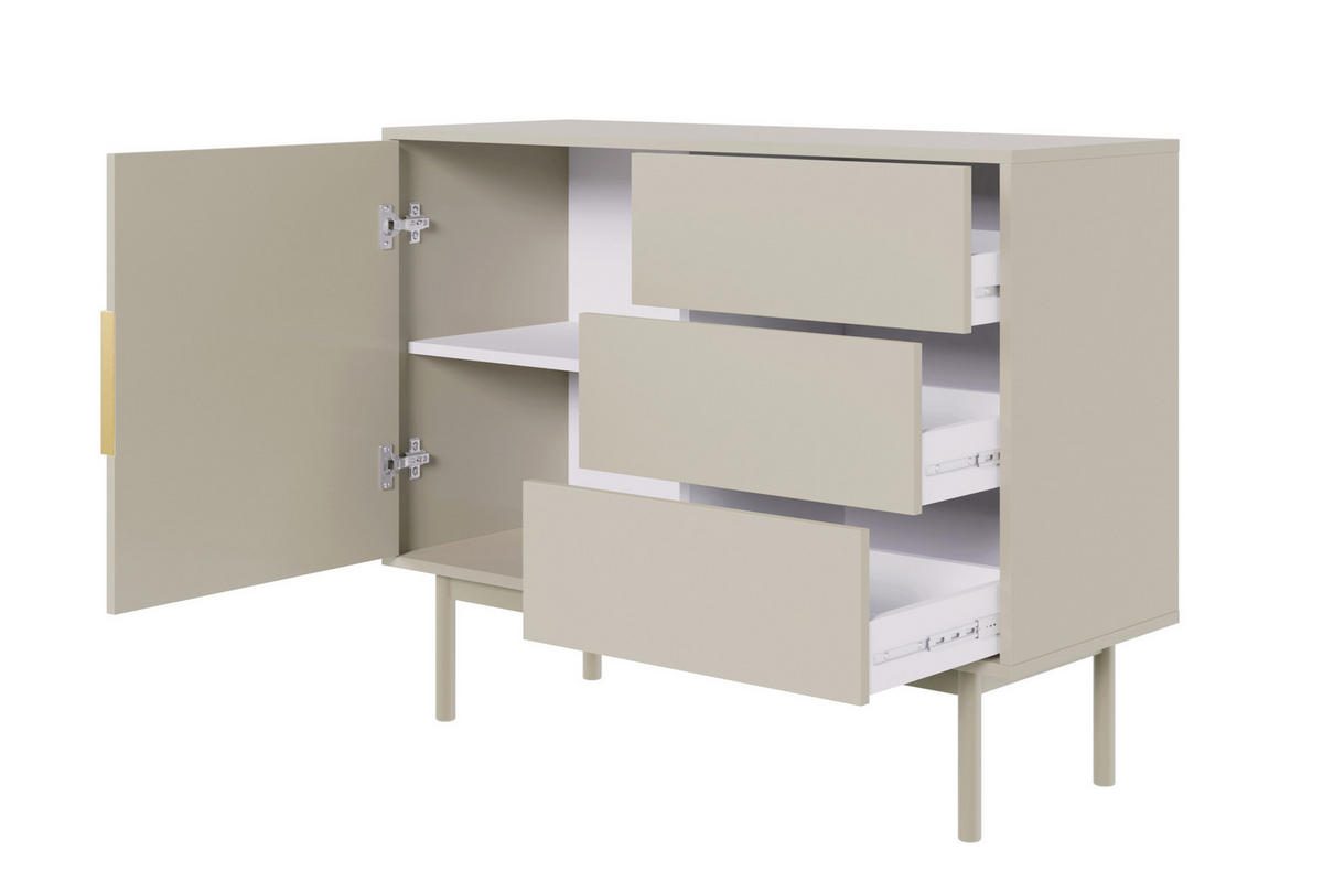 SIDEBOARD Viviaro Graubeige 104 cm - Greige/Goldfarben, Holz/Holzwerkstoff (104/82/39cm) - Selsey