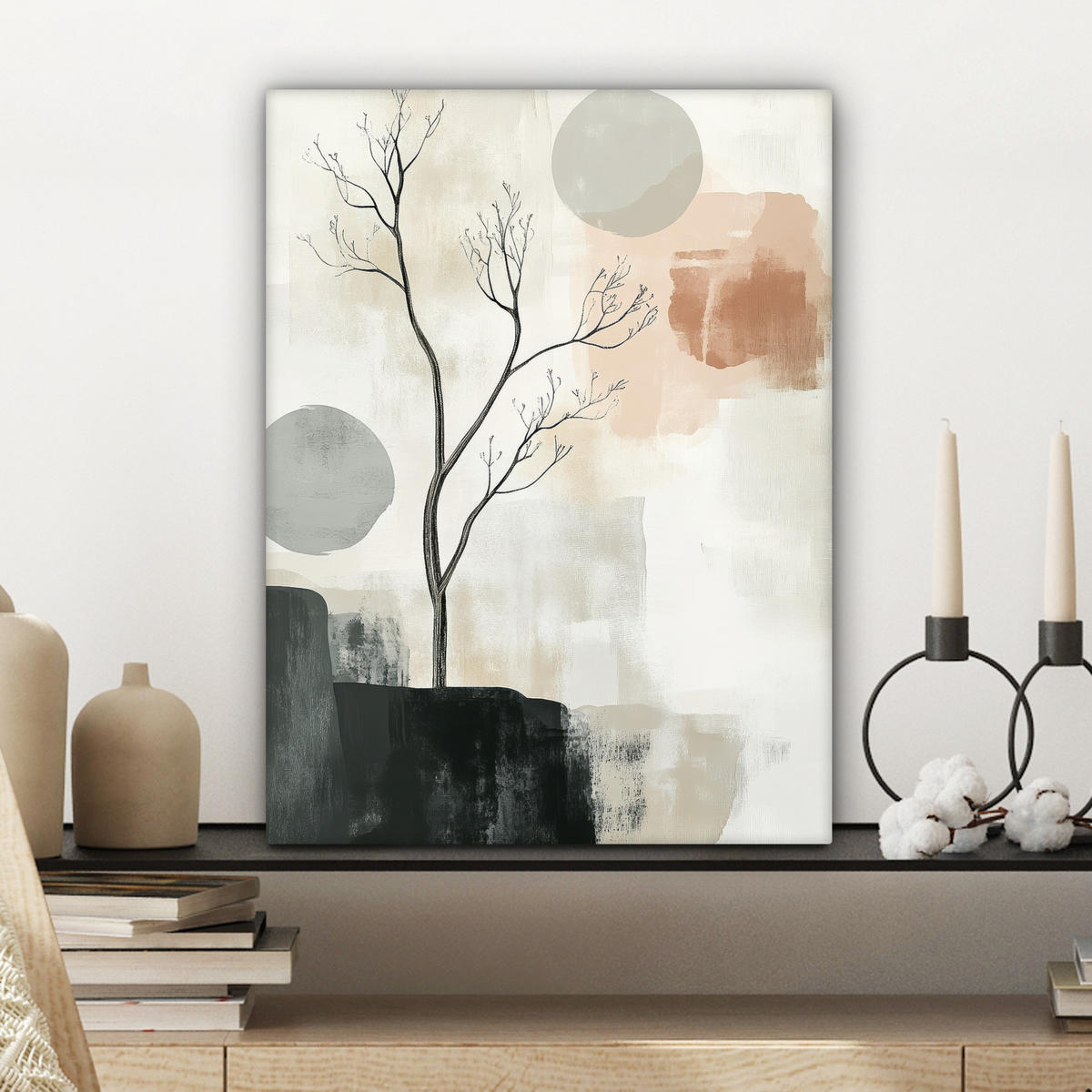 LEINWANDBILD Wabi sabi - Beige - Pflanze 30x40 cm - Sandfarben, Textil (30/40cm) - MuchoWow