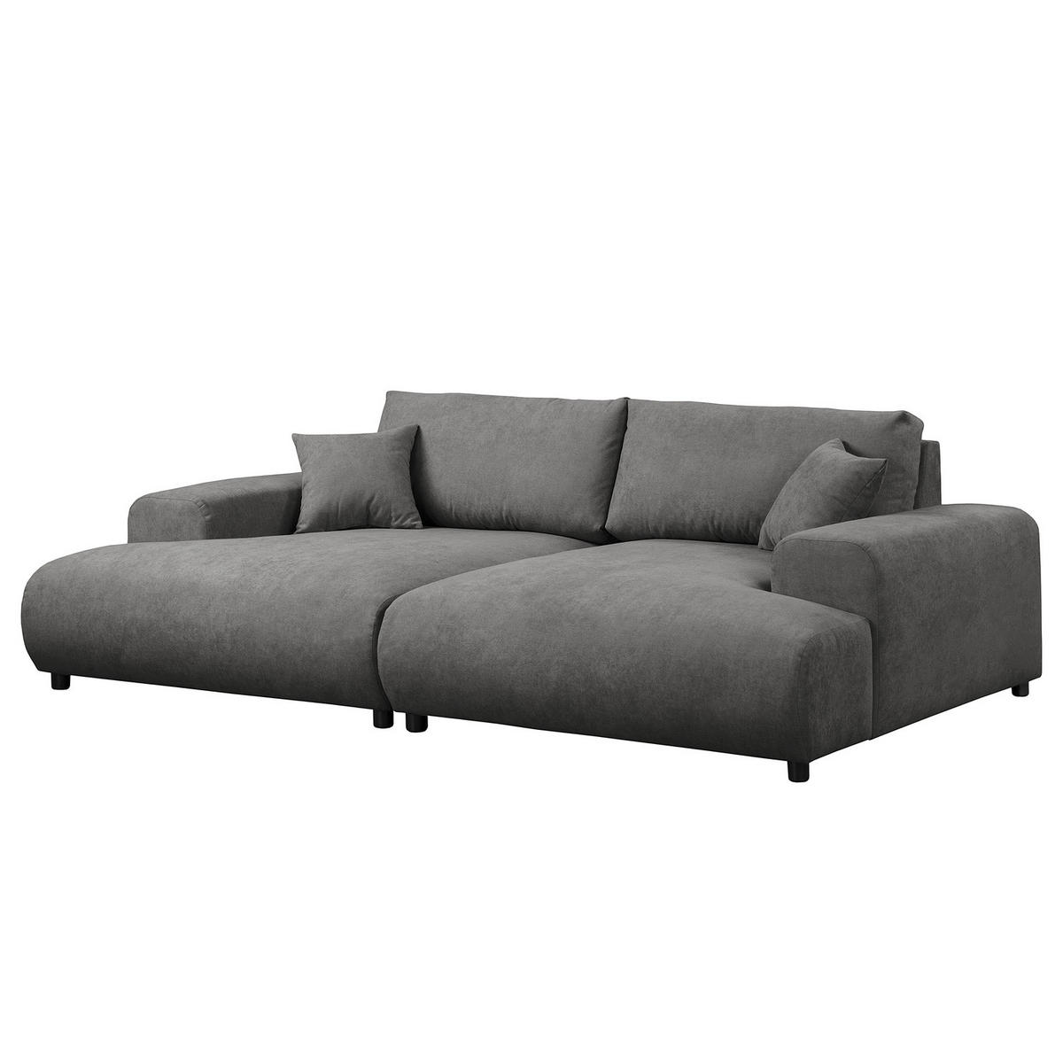 BIGSOFA - Dunkelgrau/Schwarz, Kunststoff/Textil (237/79/144cm) - home24