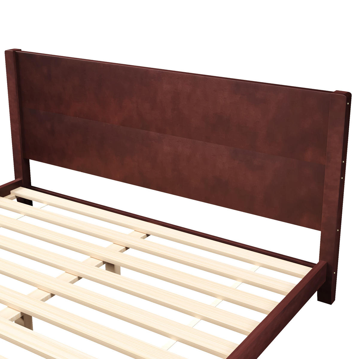 PLATTFORMBETT 180x200 cm mit Kopfteil und Lattenrost, MDF und Kiefernholz, braun - Braun, Holzwerkstoff (180/200cm) - Luhomfu