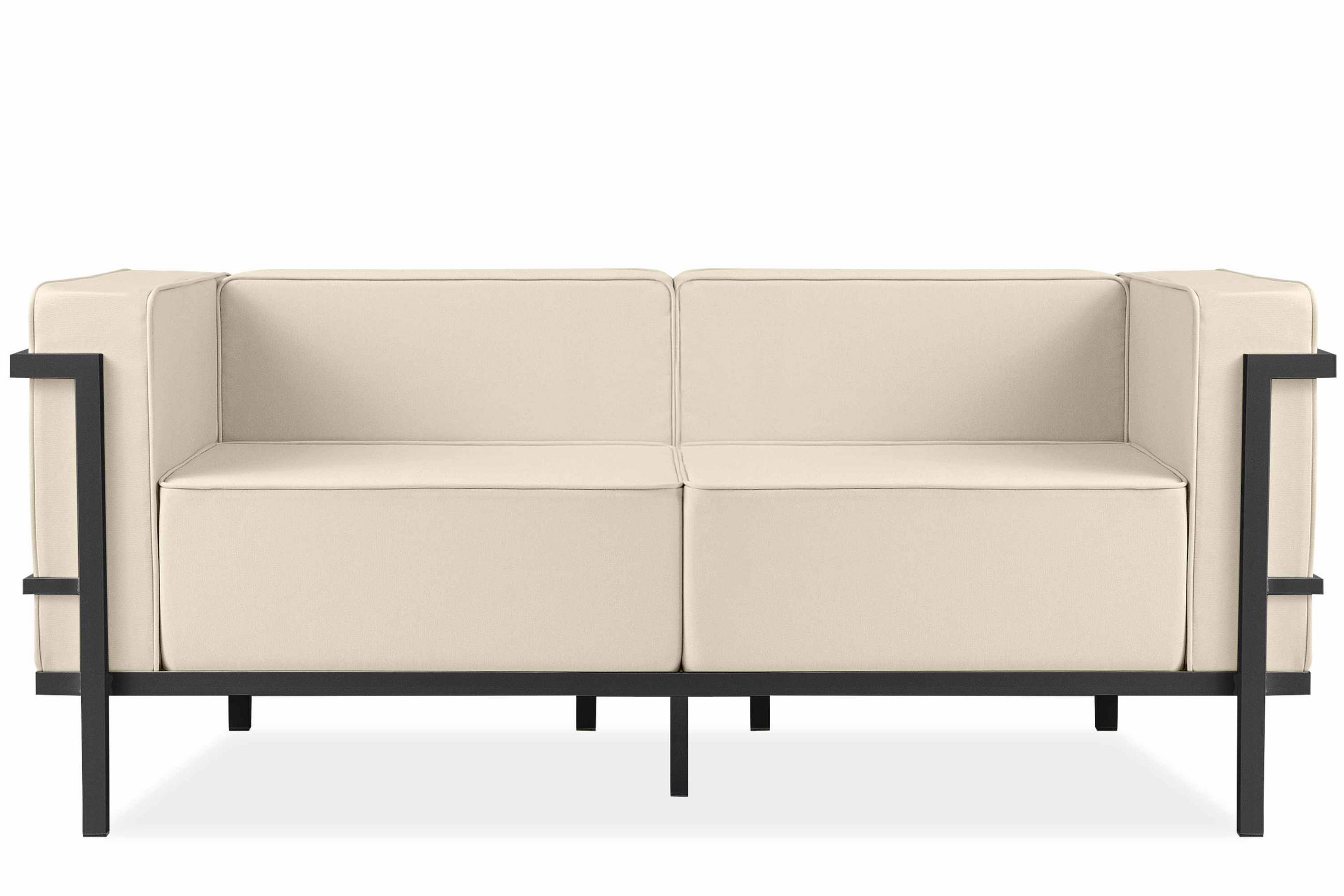 GARTENSOFA TRIGLO 2-Personen, Stahlrahmen, Modern, Dunkelgrau/Cremeweiß - Dunkelgrau/Creme, Textil/Metall (164/70/69cm) - KONSIMO®