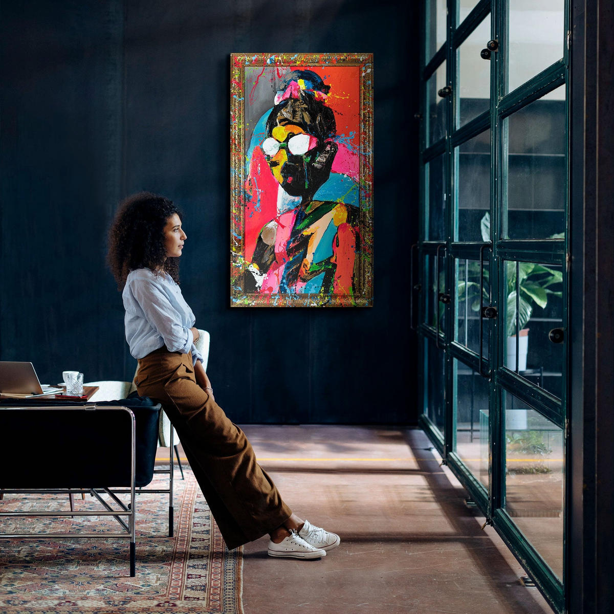 GEMÄLDE Kontrastreicher Auftritt Schattenfugenrahmen Gold 160x80 cm - Goldfarben, Holz (160/80cm) - YS-art gallery