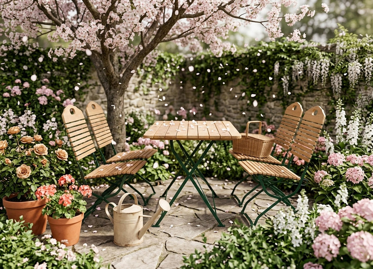 GARTEN-GARNITUR Bad Belzig 5-teilig aus Robinienholz, Stahlgestell Grün - Braun, Holz - TPFGarden