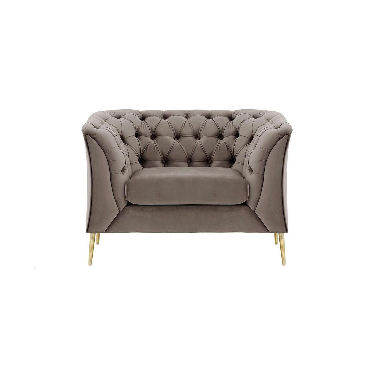 SESSEL Chesterfield Modern-Velluto 17 - Braun, Holz/Textil (106/74/80cm)