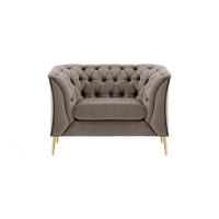 SESSEL Chesterfield Modern-Velluto 17 - Braun, Holz/Textil (106/74/80cm)