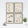 POSTER Set mit 4 Jahrgang Basketball Patent A4 Schwarzer Rahmen - Schwarz, Papier (29.7/3cm) - Nacnic