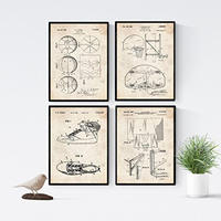 POSTER Set mit 4 Jahrgang Basketball Patent A4 Rahmenlos - Klar, Papier (29.7/3cm) - Nacnic