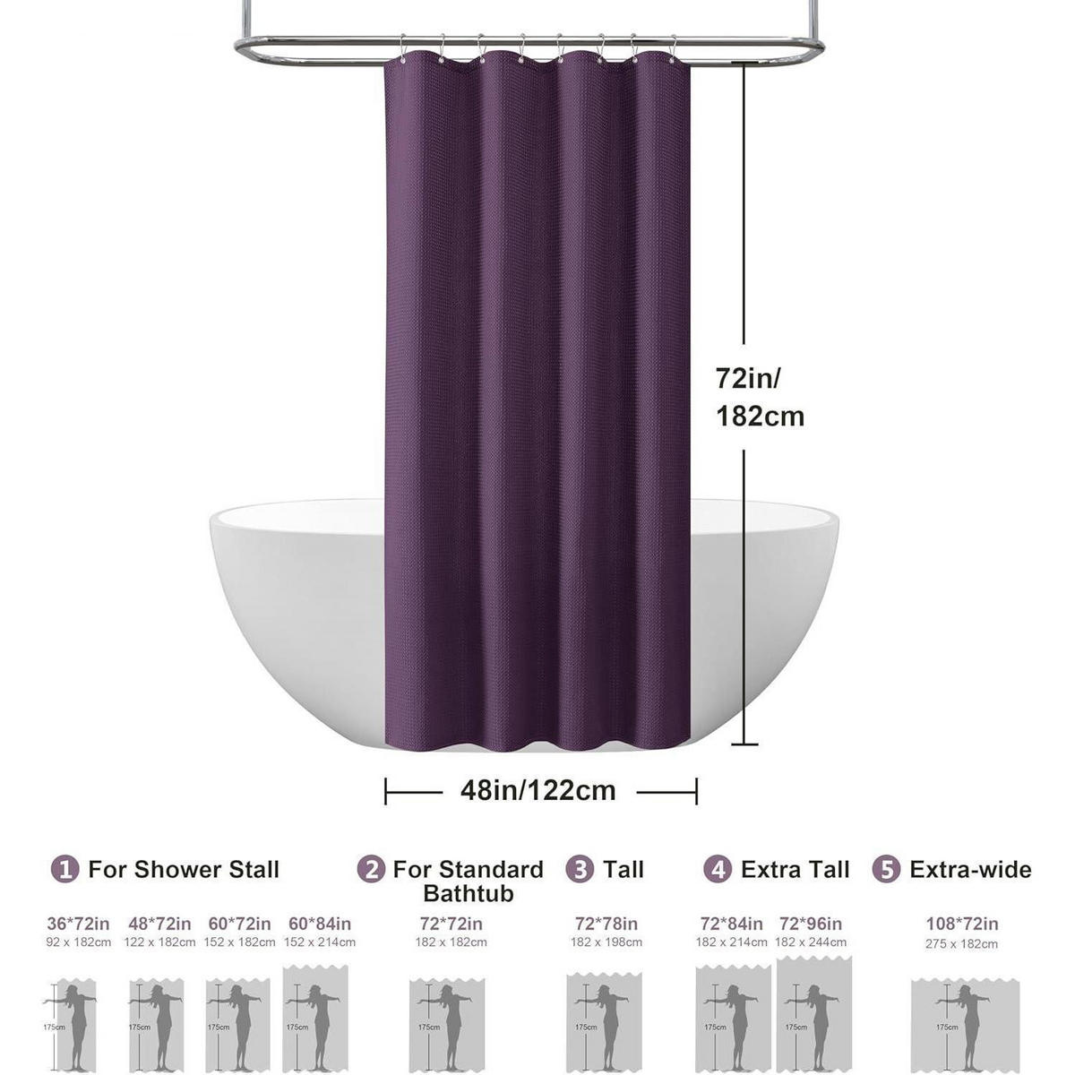 DUSCHVORHANG Waffelstoff 122 x 182 cm Lila - Lila, Textil (122/182cm)