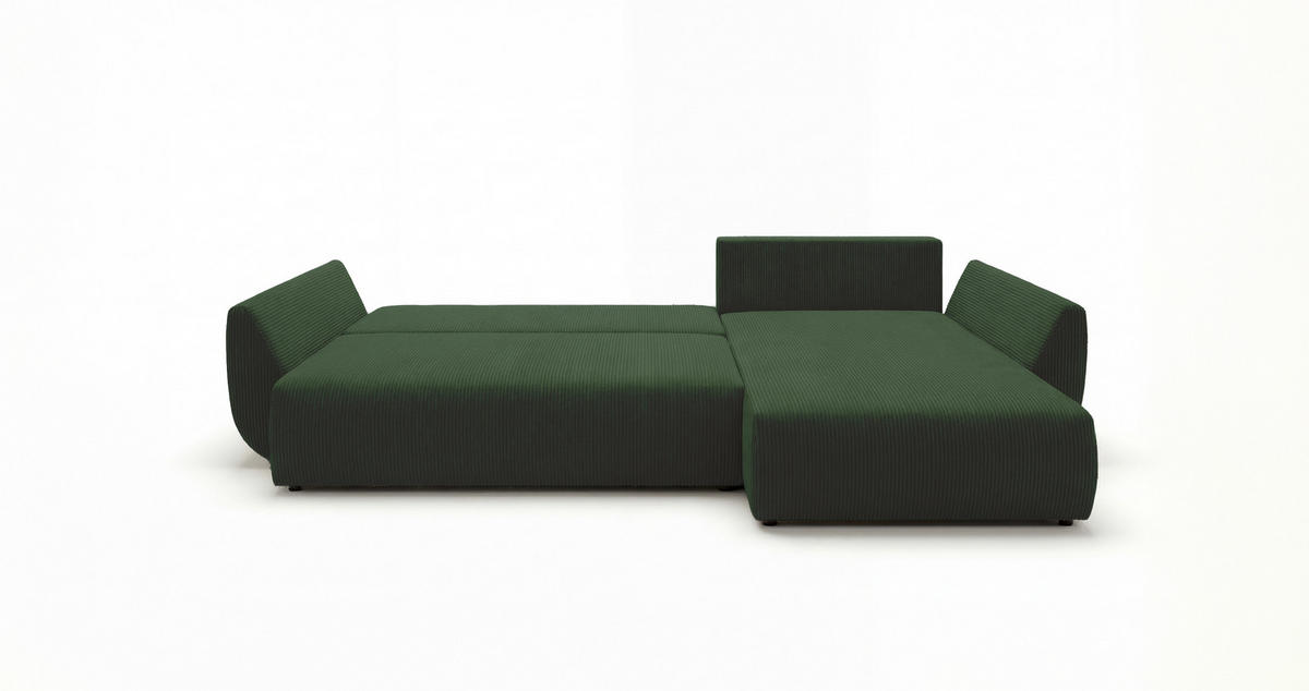 ECKSOFA SYDNEY rechts grün Cord Poso 14 - Schlaffunktion, Bettkasten - Grün, Textil (174/280cm) - Cornero
