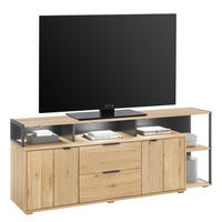 MASSIVES TV-LOWBOARD - Wildeiche massiv / Metall - Wildeiche/Schwarz, Holz/Metall (187/73/44cm) - home24