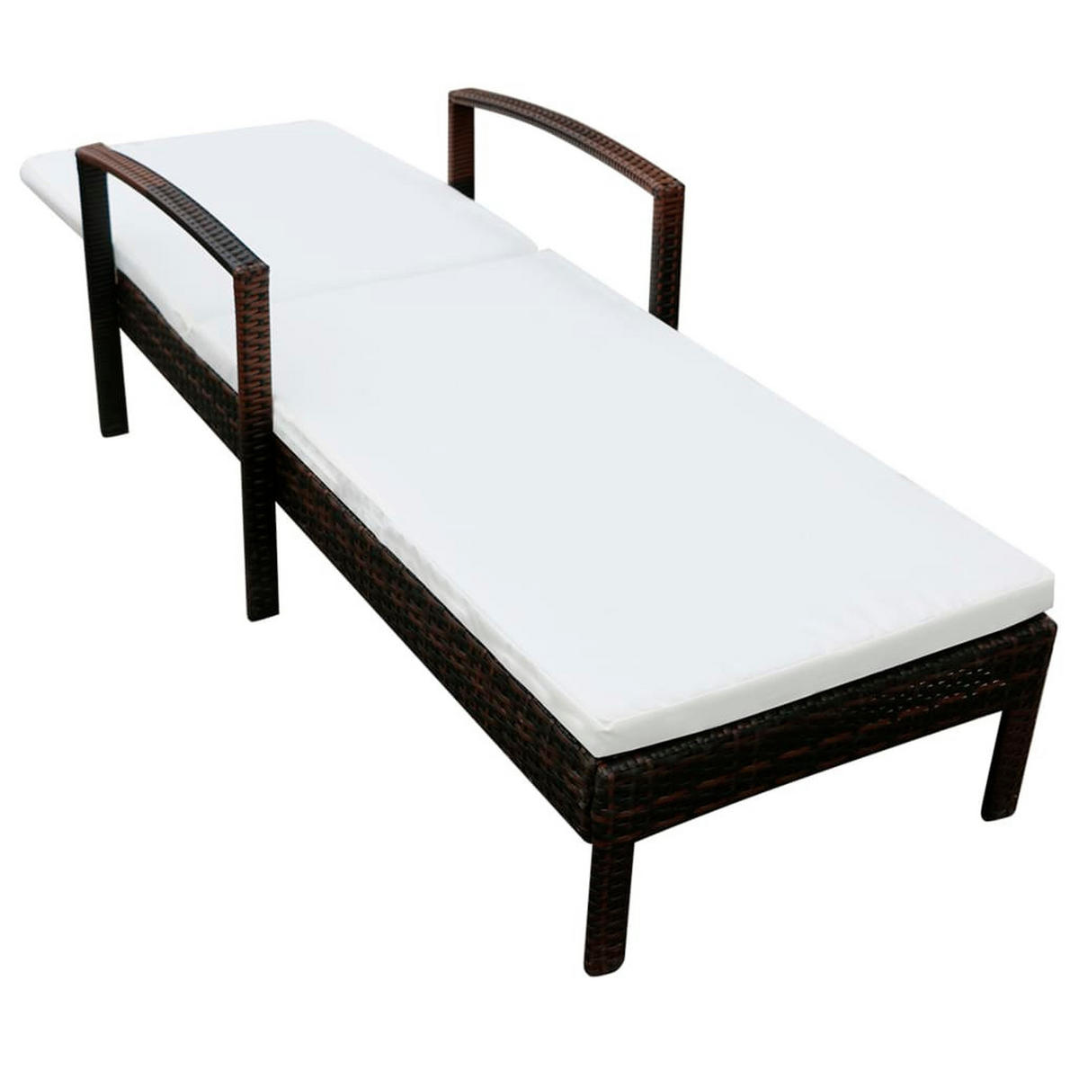 SONNENLIEGE mit Auflage Poly Rattan Braun - Braun, Kunststoff (68/95/195cm) - furnicato