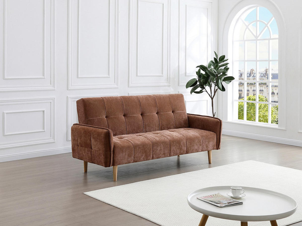 SOFA 3‑Sitzer mit Clic‑Clac‑Funktion – Stoff – Braun – SONIATA - Braun, Textil (208/92/92cm) - Vente-Unique