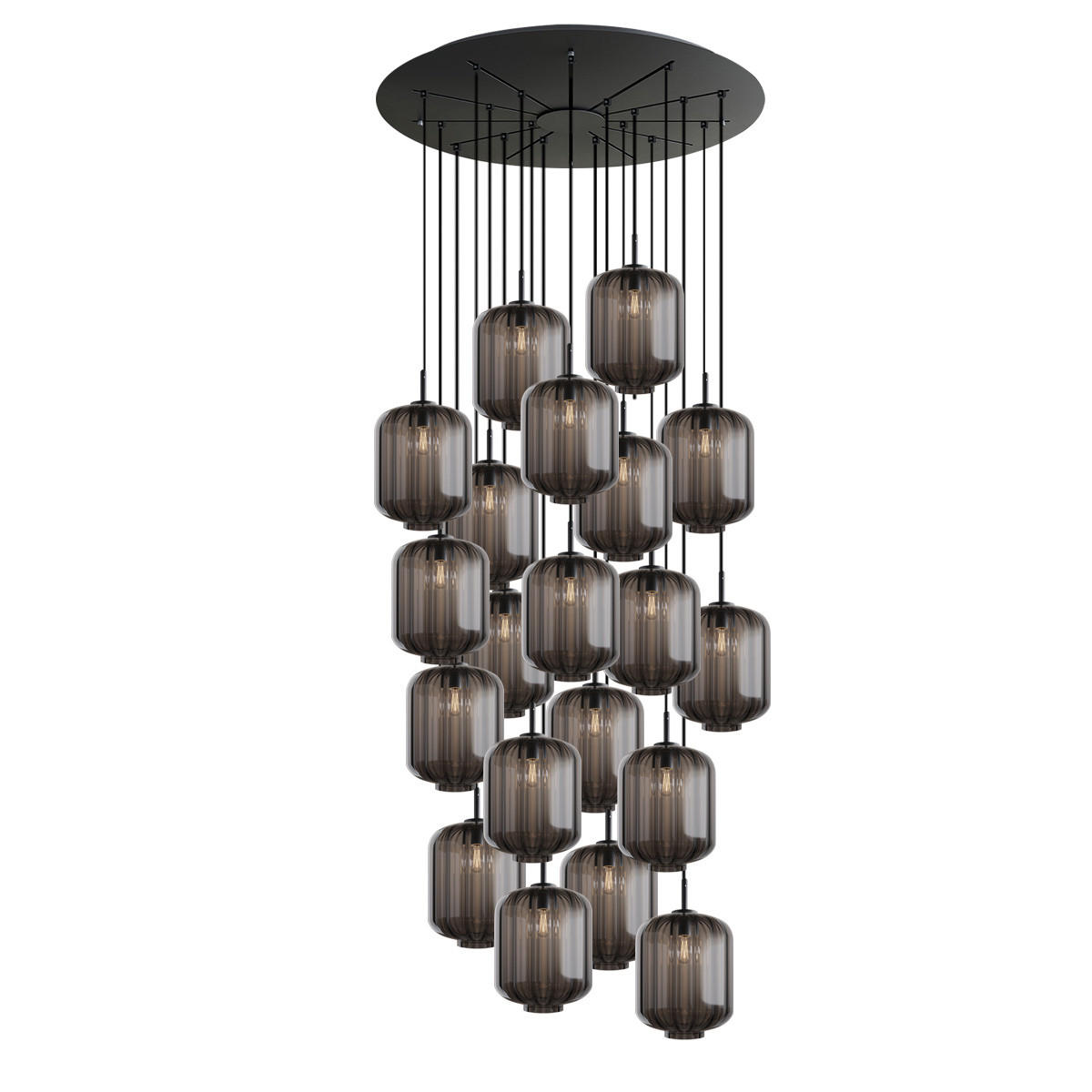 GALERIELEUCHTE Velo 20-flammig Rauch Ø 25 cm - Anthrazit/Schwarz, Glas (25/25/27cm) - s.luce