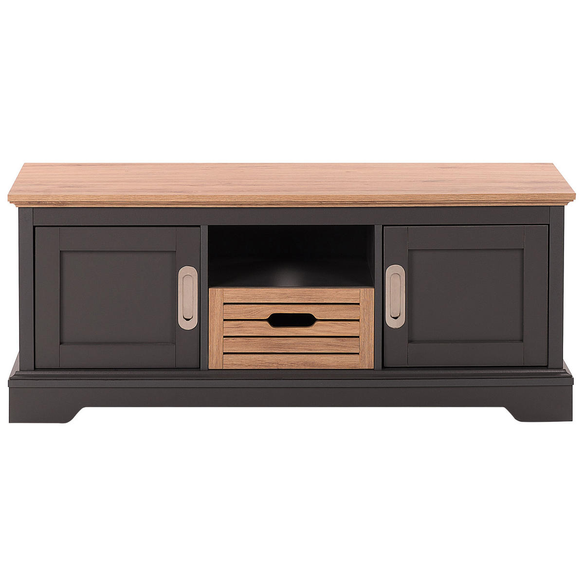TV-MÖBEL Grau, Hellbraun, GARET 40/120/50 cm - Grau, Holzwerkstoff (120/50/40cm) - Beliani