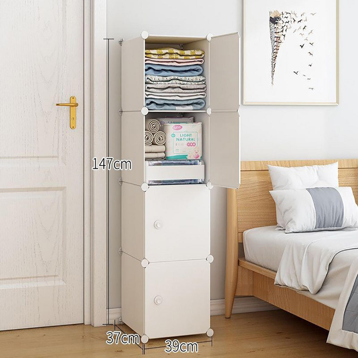 KLEIDERSCHRANK Weiß 147/39/37 cm - Weiß, Kunststoff (39/147/37cm) - MUVU