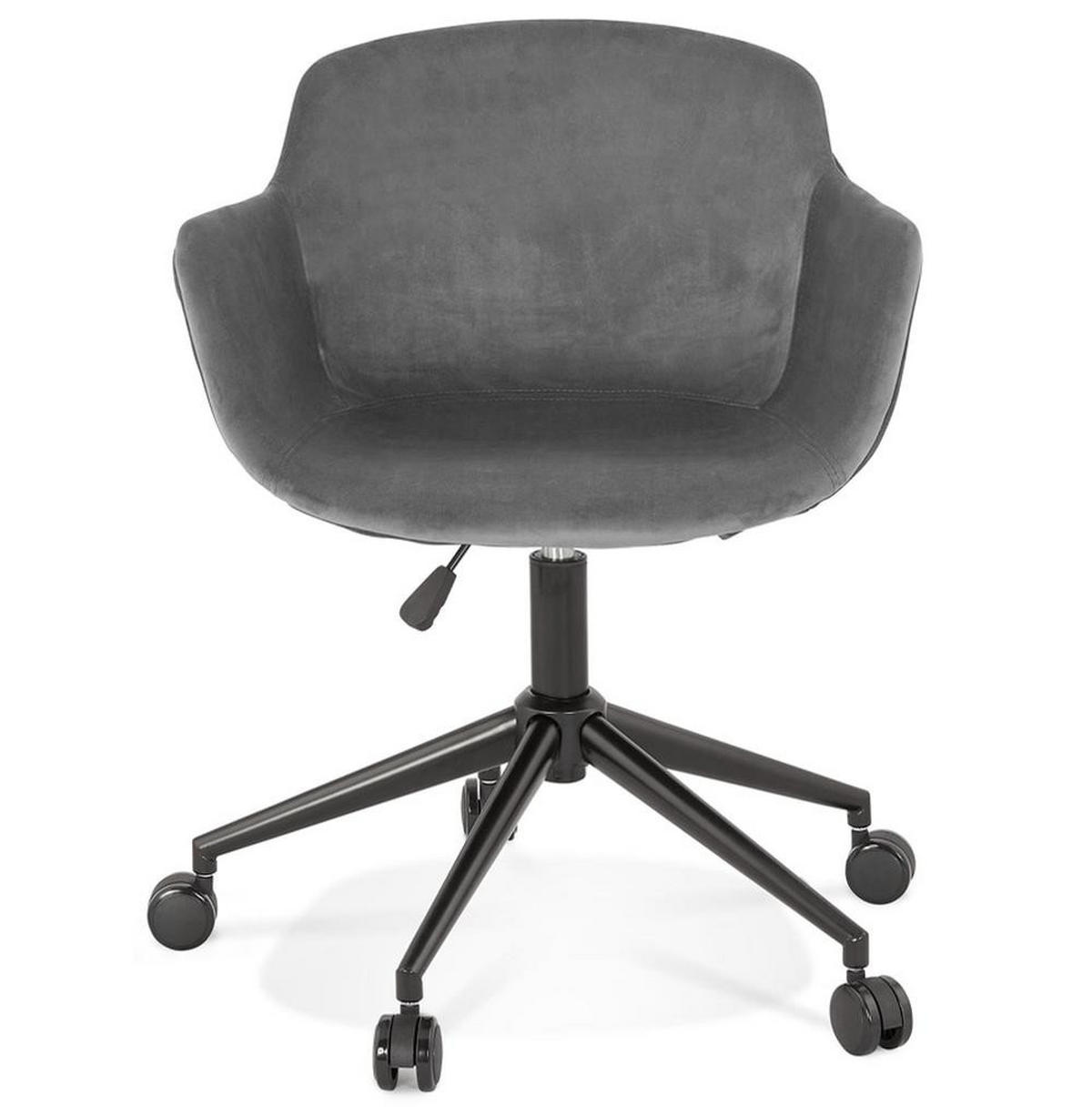 BÜROSTUHL Samt mit Rollen, 360° drehbar und höhenverstellbar PILANO, Anthrazit 54x59x80 cm - Anthrazit/Schwarz, Textil/Metall (59/80/54cm) - KADIMA DESIGN