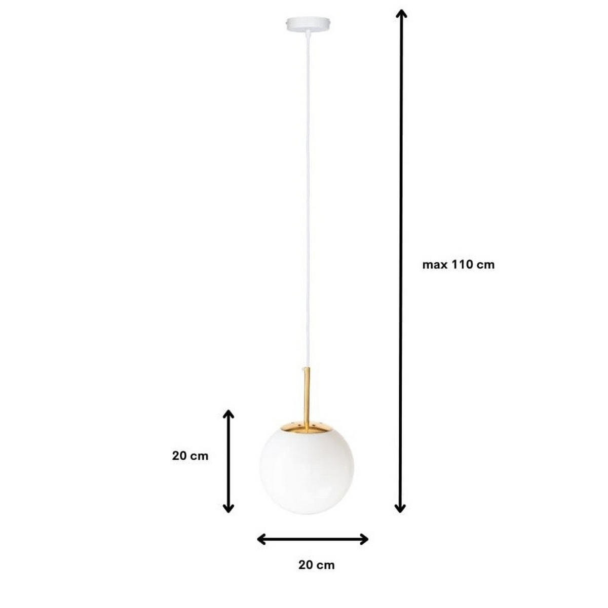PENDELLEUCHTE Rome - Goldfarben/Weiß, Glas/Metall (20/20/110cm) - kiki design