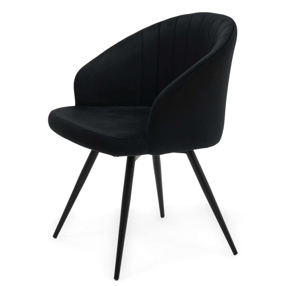 STUHL MODENA drehbar gepolsterter mit Steppung - schwarz - Samt Velour - Schwarz, Textil/Metall (57/80/59cm) - NEW HOME