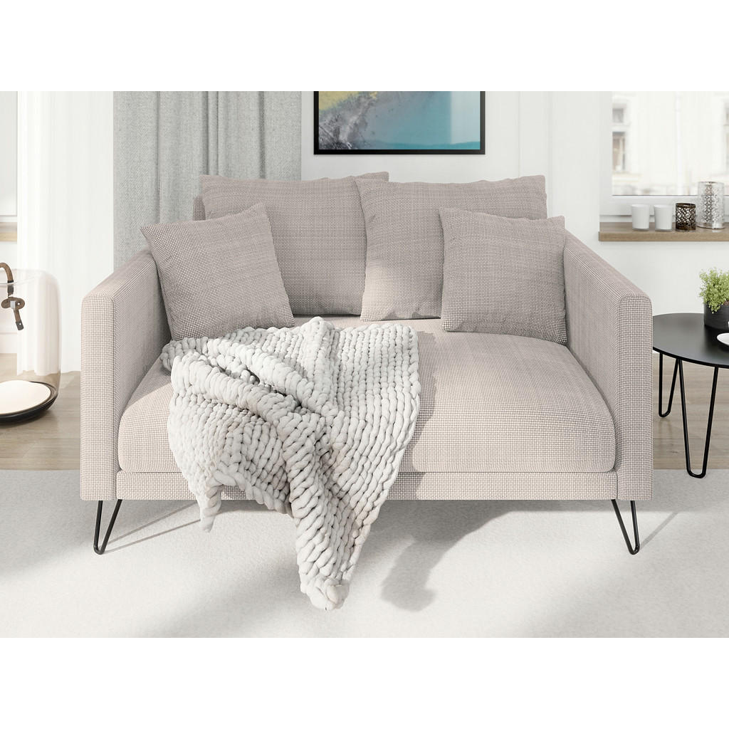 Thumbnail - S-Style Möbel 2-Sitzer-Sofa, Taupe, Textil, Echtholz,Buche, Birke, Füllung: Silikon,Silikon,Polyetherschaumkern, 140x85x...