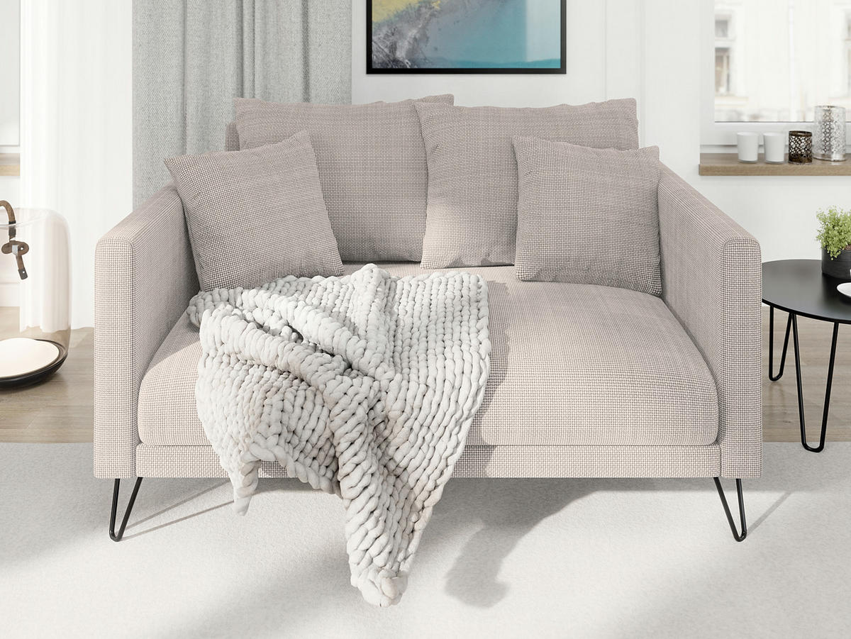 SITZGARNITUR 3+2+1 Harmony Taupe Chenille - Taupe/Schwarz, Holz/Textil (200/85/100cm) - S-Style Möbel