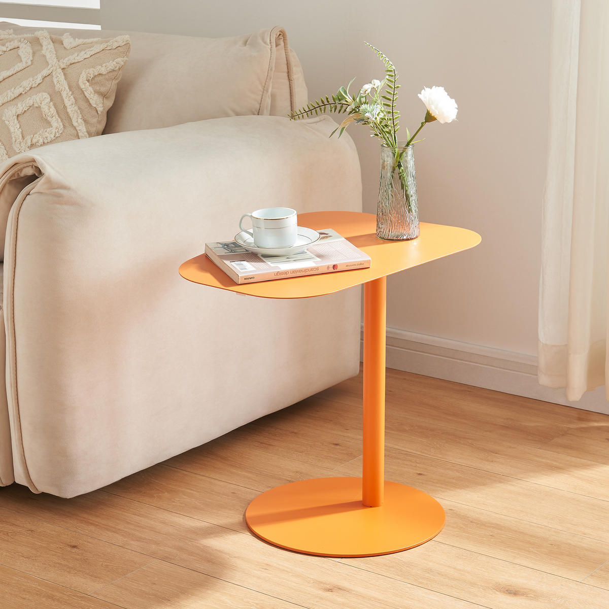 BEISTELLTISCH Nastätten - Orange, Metall (38/50/50cm) - [en.casa]