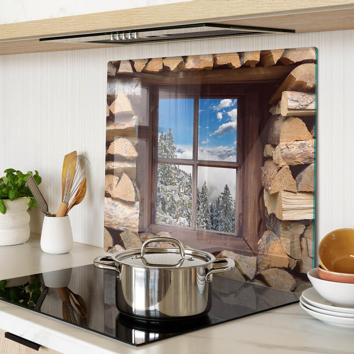 GLASPLATTE 60x52 cm Winterfenster - Multicolor, Glas (60/0.4/52cm) - TULUP