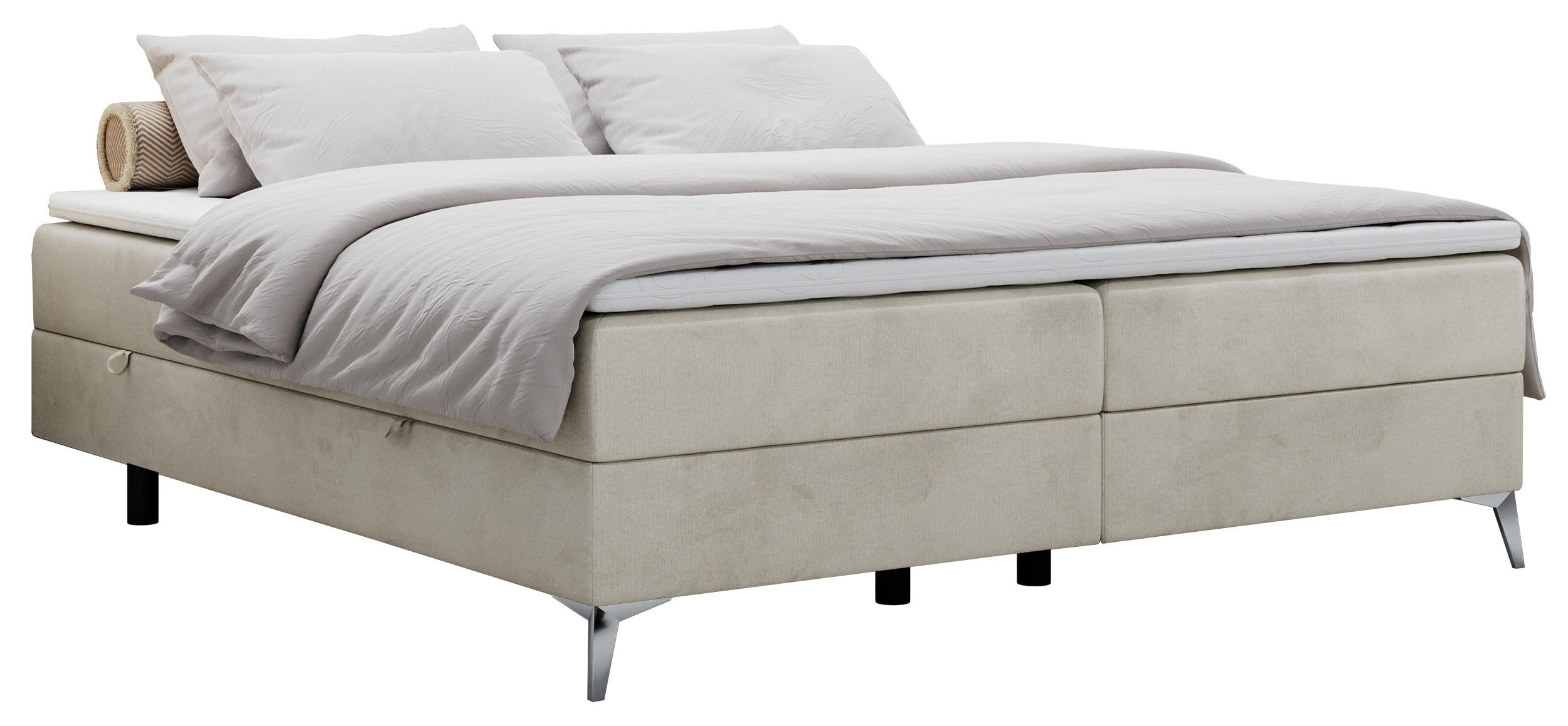 BOXBETT LESS 120/200 Beige Velvet - H3 - Beige, Holz/Textil (120/200cm) - MKS
