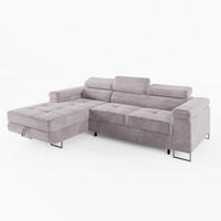 ECKSOFA VEMO MINI Links Hellrosa Velour-Stoff Kompakter Komfort für Wohnräume - Pink, Textil (235/175cm) - Barchello