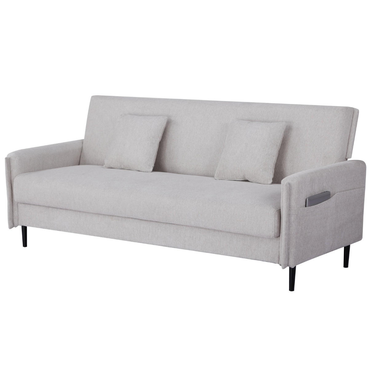 SCHLAFSOFA 3-Sitzer mit Stauraum aus Stoff, Beige - Beige, Textil (85/87/200cm) - Giga Meubel