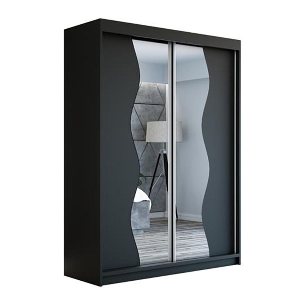 SCHWEBETÜRENSCHRANK 120 CM RIMA Farbe: Schwarz / schwarz / schwarz - Schwarz, Holzwerkstoff (120/215/59.5cm) - A&J MöbelLand