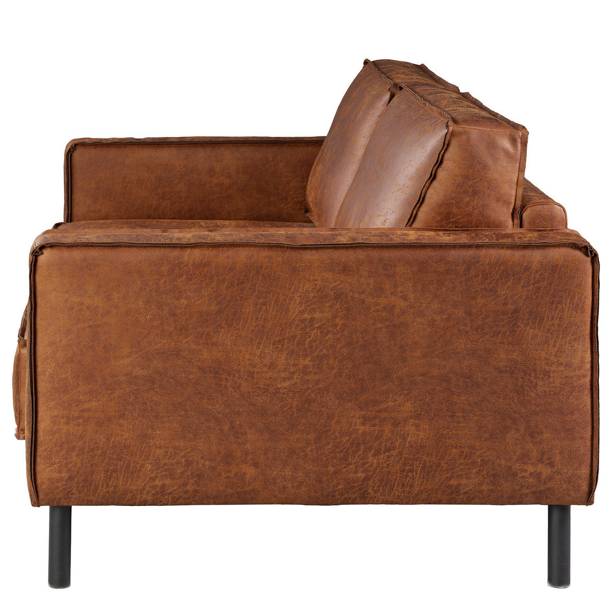 2-SITZER SOFA - Cognac/Schwarz, Leder/Textil (164/86/106cm) - home24