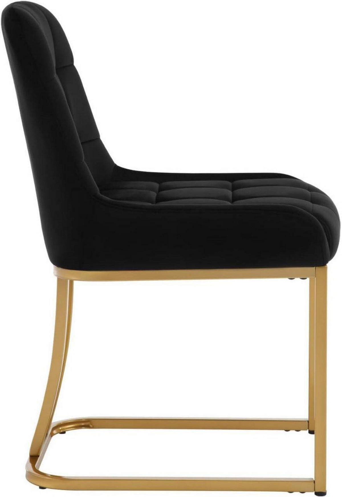 ESSZIMMERSTUHL 2er Set Beine in Bogenform, Samt, Schwarz - Goldfarben/Schwarz, Kunststoff/Textil (47.5/84/57.5cm) - Woltu