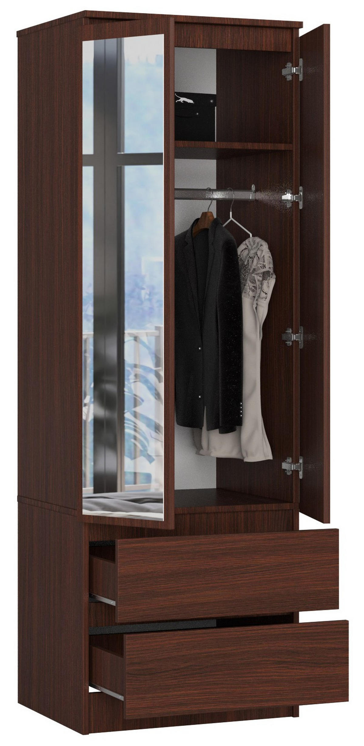 KLEIDERSCHRANK Dunkelbraun 180/60/51 - Dunkelbraun, Holzwerkstoff (60/180/51cm) - RAUMHIRSCH FURNITURE