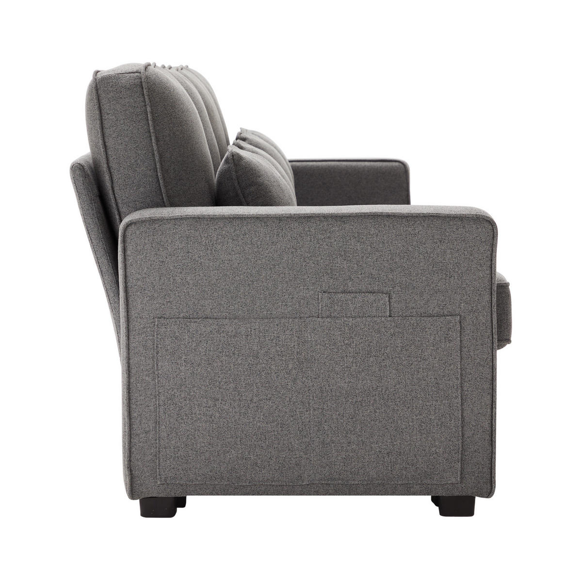 4-SITZER Sofa Leinenstoff mit Armlehnentaschen und 4 Kissen 264/83/87 cm Dunkelgrau - Dunkelgrau, Textil (87/264/83cm) - Redom