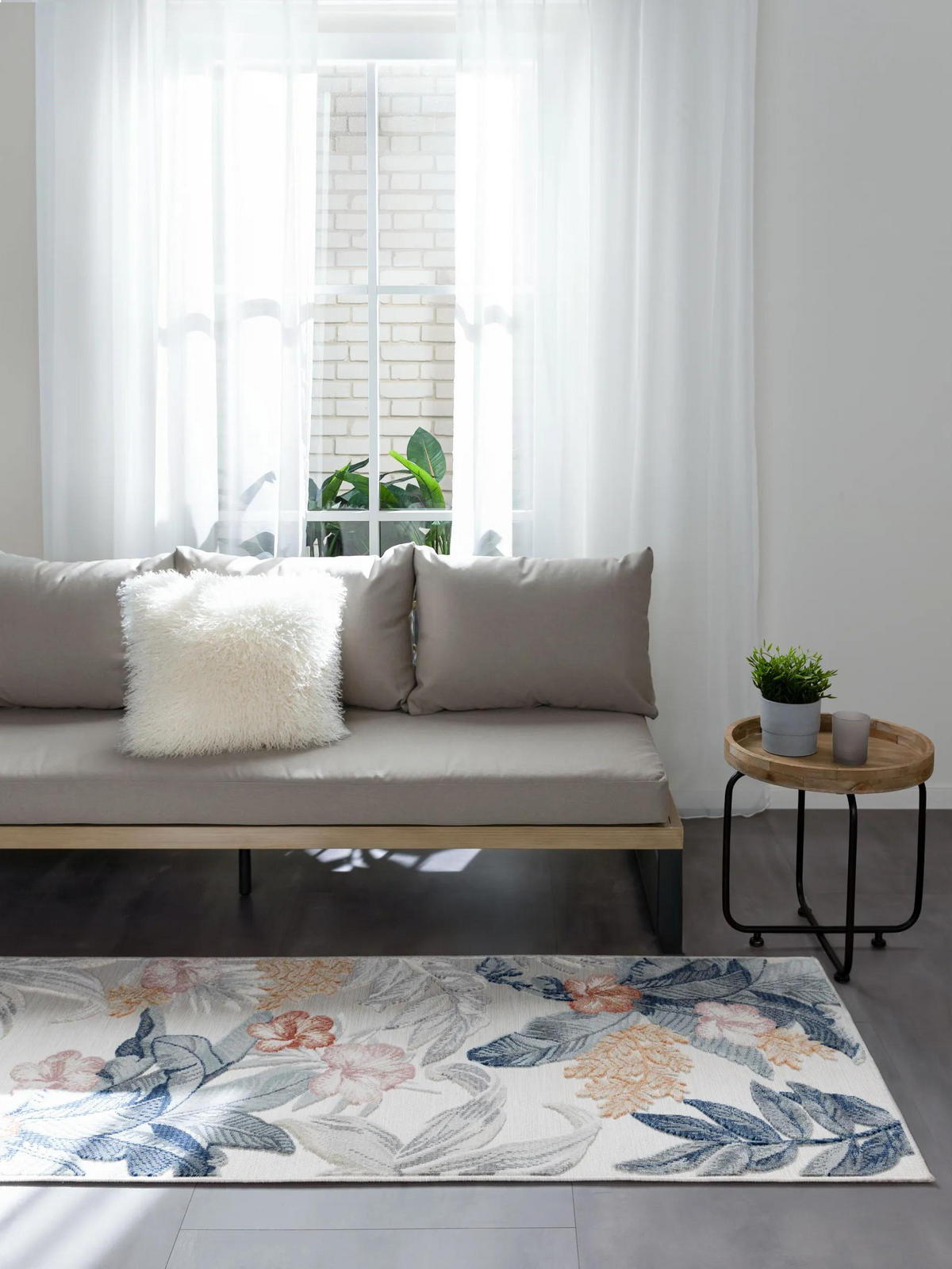 VNITŘNÍ a venkovní běhoun Flora Vícebarevné 80x250 cm - krémová, plast/umělá hmota (80/250cm) - benuta