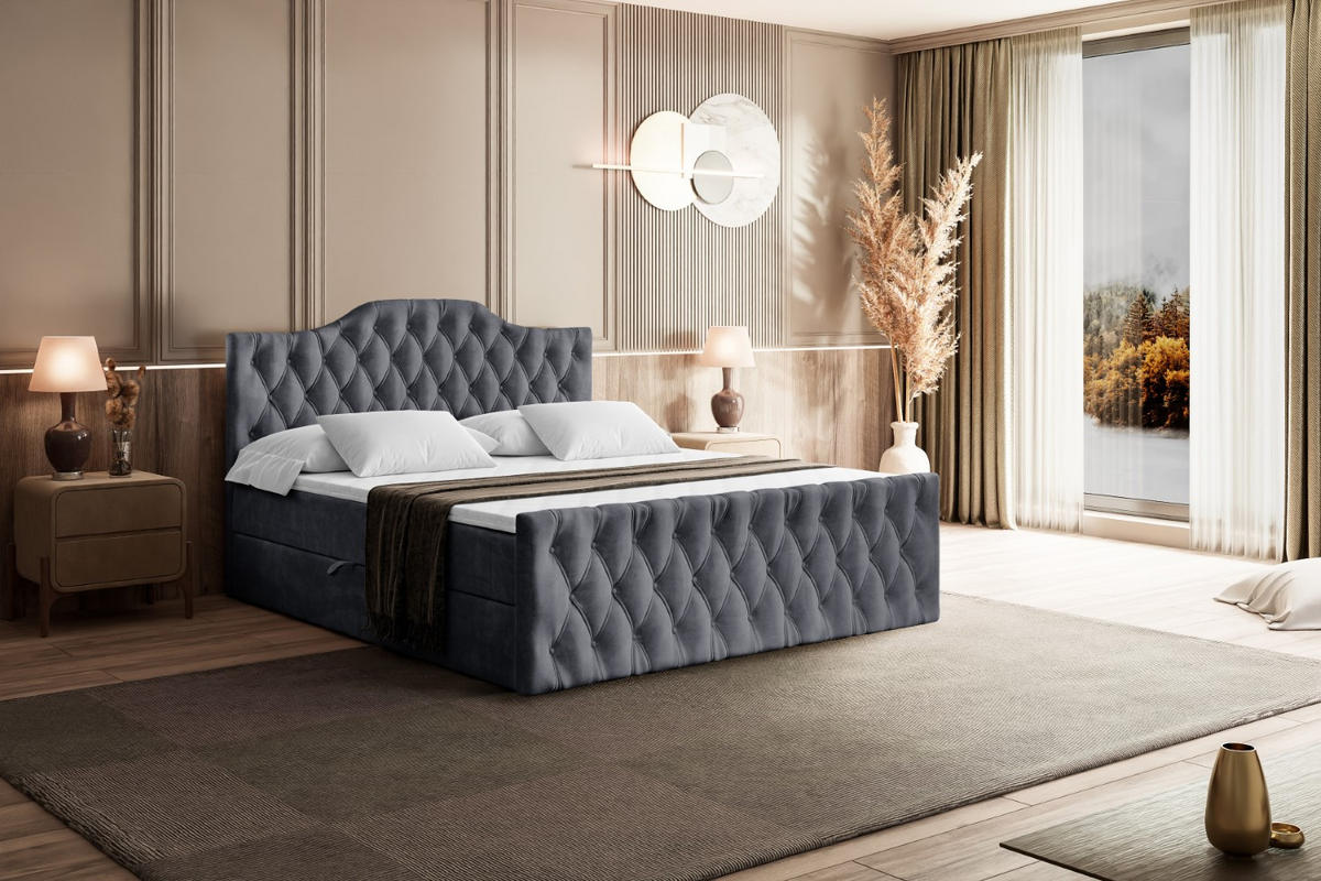 BOXBETT VILA-1-Z - 140x200 cm - H4 - Dunkelgrau - Dunkelgrau, Holzwerkstoff (140/200cm) - ALTDECOR