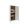 VITRINENSCHRANK - 2 Türen & 1 Schublade - mit LED-Beleuchtung - MDF & Rauchglas - Beige & Schwarz - OVILA - Beige, Glas (103.5/165.5/39cm) - Vente-Unique