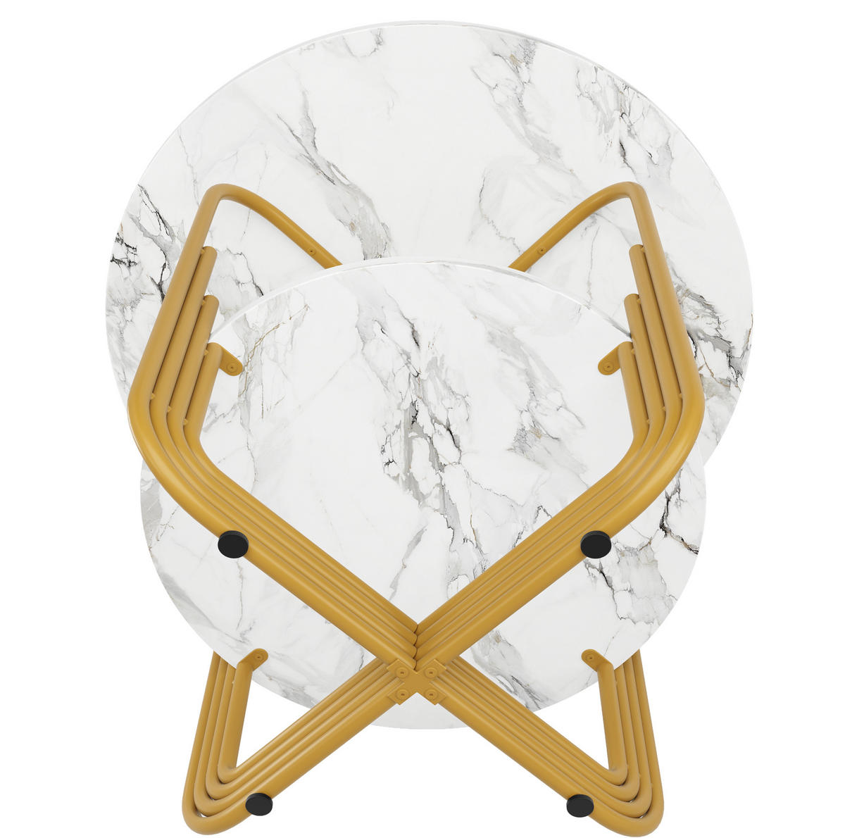 ESSTISCH 80/80/76 cm in Gold mit MDF-Marmoroptik und Ablage - Goldfarben, Holzwerkstoff (80/80/76cm) - Flora Grace