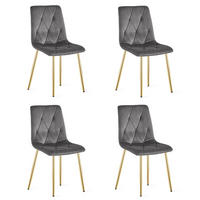 ESSZIMMERSTUHL 4-er Set TYRA dunkelgrauer Sitz, goldene Beine - Dunkelgrau/Goldfarben, Textil (44.5/87/54.5cm) - Valora